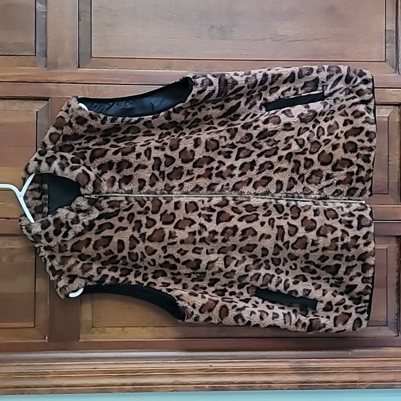 Beauciel vest 3X zip faux fur cabincore baddie animal print - Picture 13 of 13